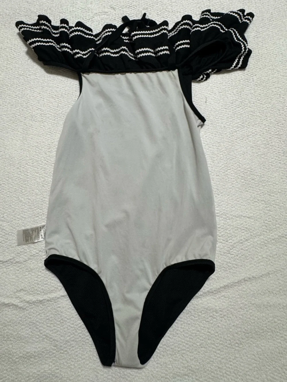 Janie and Jack Girls 16 Black /White Ruffle Ric Rac Trim Swimsuit One Piece